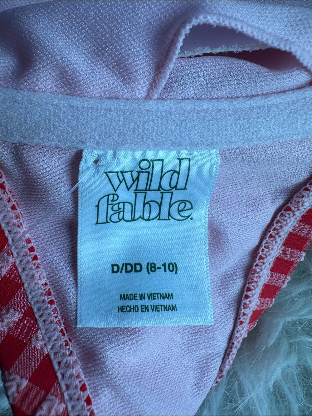 wild fable Red Gingham Underwire Bikini top  8-DD 10-D